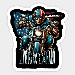 Live Free Ride Hard Biker Sticker